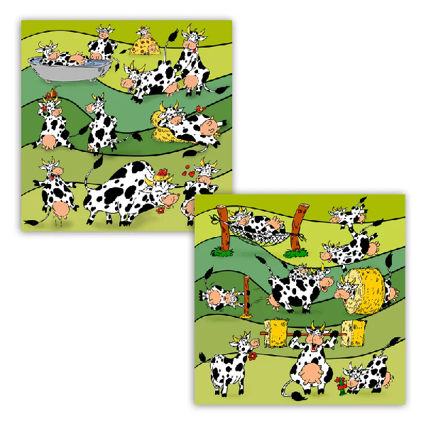 Glückliche Kühe, doppelseitig