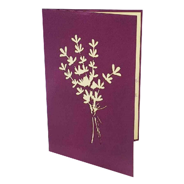Klappkarte Lavendel Aufgeklappte Klappkarte mit einem Strauß Lavendel als Motiv, Produktfoto