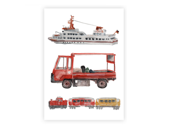 Postkarte: Fahrzeuge