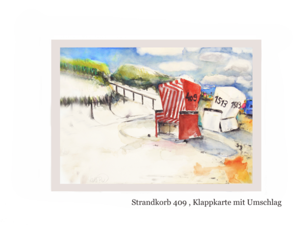 Aquarelldruck: Strandkorb 409, 13x18cm