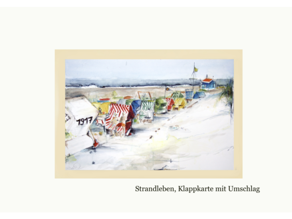 Aquarelldruck: Strandleben, 13x18cm