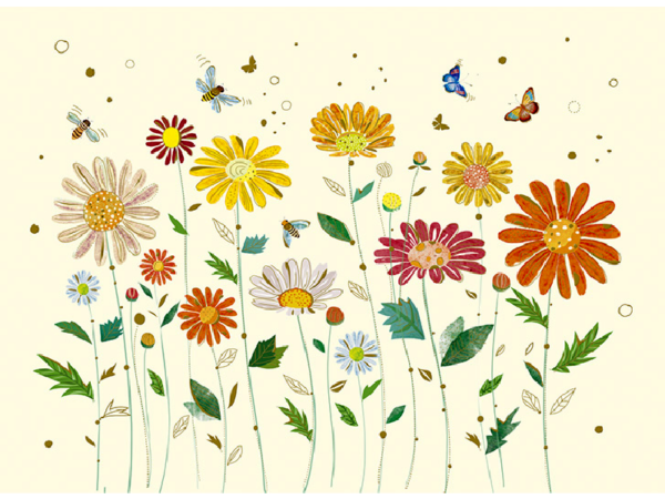 Postkarte: bunte Blumen