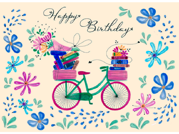 Postkarte: Happy Birthday Fahrrad