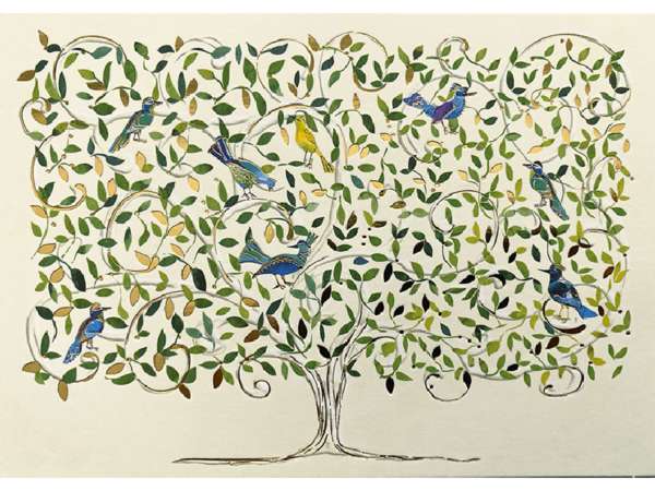 Postkarte: Vogelbaum