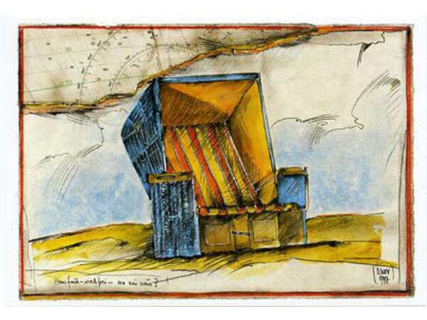 Postkarte: Ganz früh - Strandkorb