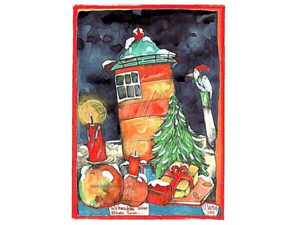 Postkarte: Weihnachten beim kleinen Turm