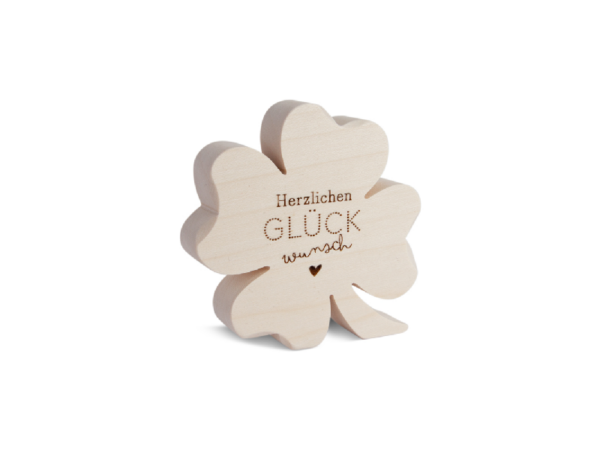Holz-Kleeblatt: Herzlichen Glückwunsch!