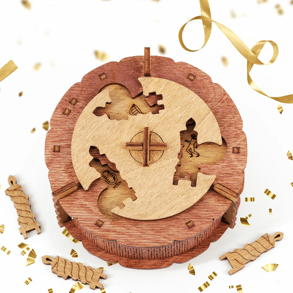 Geburtstagskuchen-Geschenk-Puzzle-Rätsel-Box