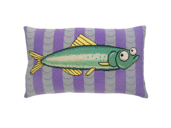 Kissen: leckerer Hecht auf Streifen