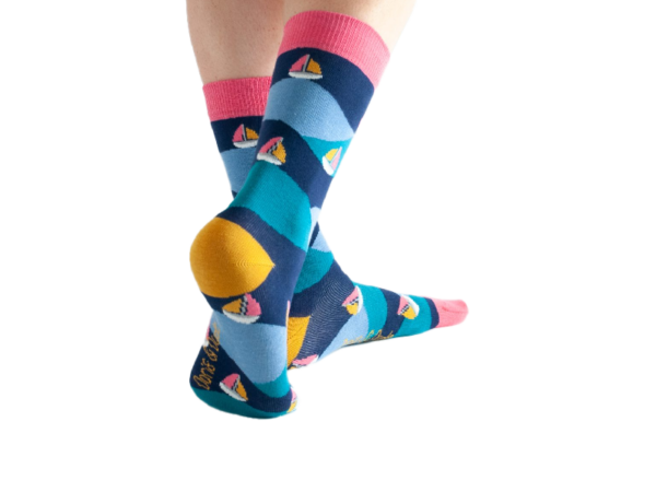 Bambus-Socken: Segelschiffe blau