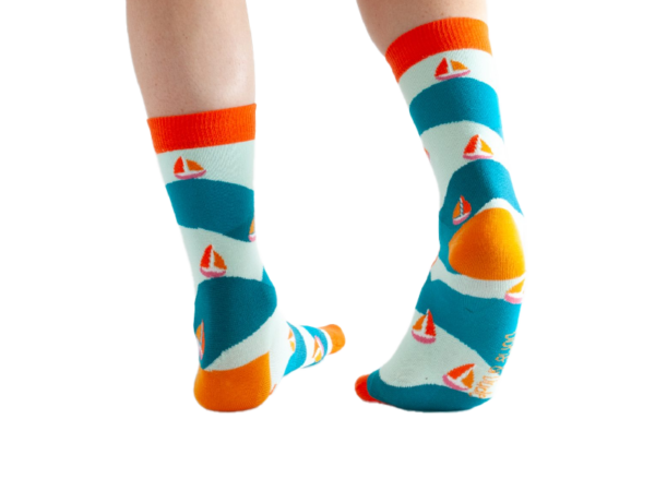 Bambus-Socken: Segelschiffe türkis