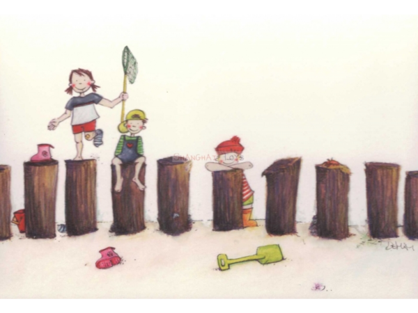 Postkarte: Strandkinder