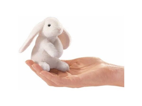 Fingerpuppe: weißer Hase mit Hängeohren