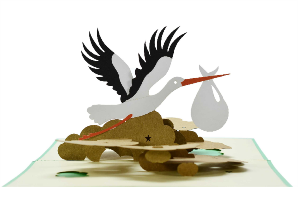 Geburt: Storch grün