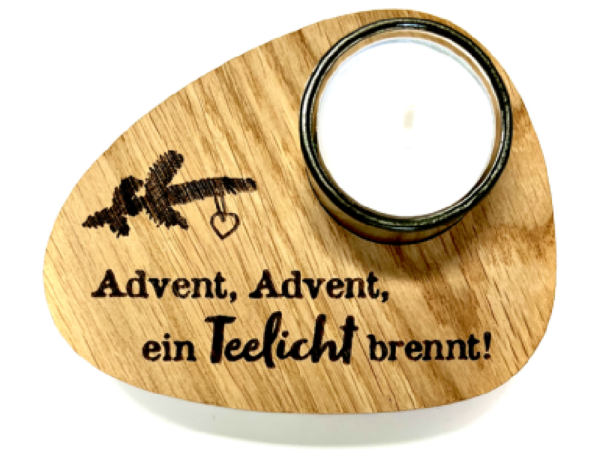 Teelicht aus Holz: Advent, Advent