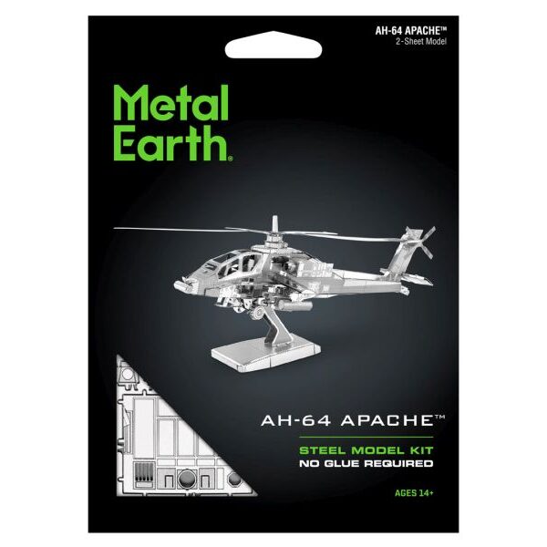 AH-64 Apache Helikopter Metal Earth - Metallbausatz: AH 64 Apache Helikopter