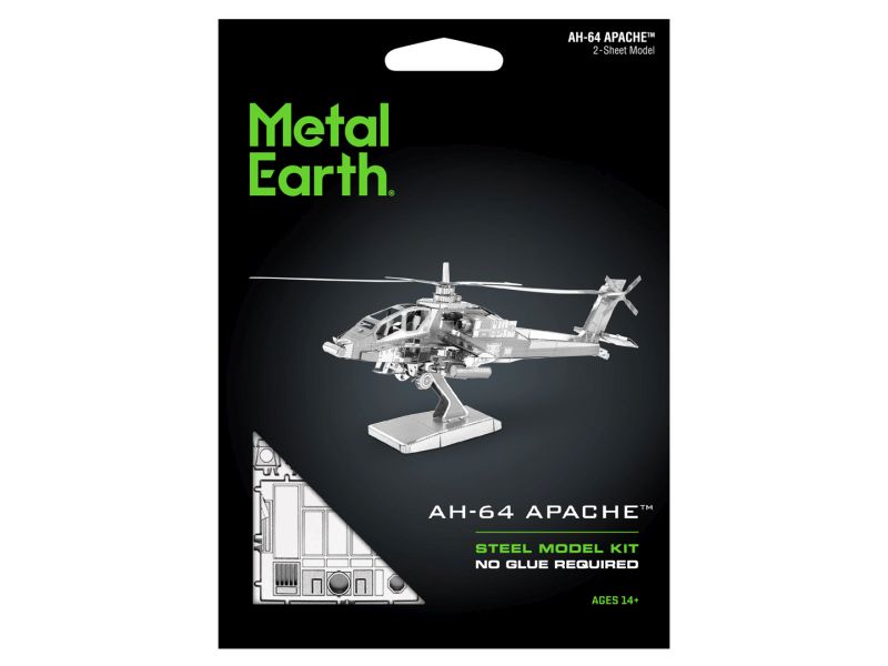 AH-64 Apache Helikopter Metal Earth - Metallbausatz: AH 64 Apache Helikopter