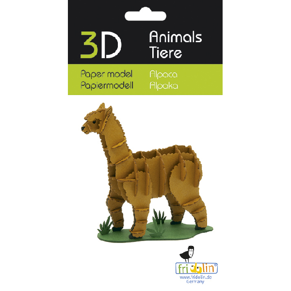 Fridolin - 3D Papiermodell - Motiv: Alpaka