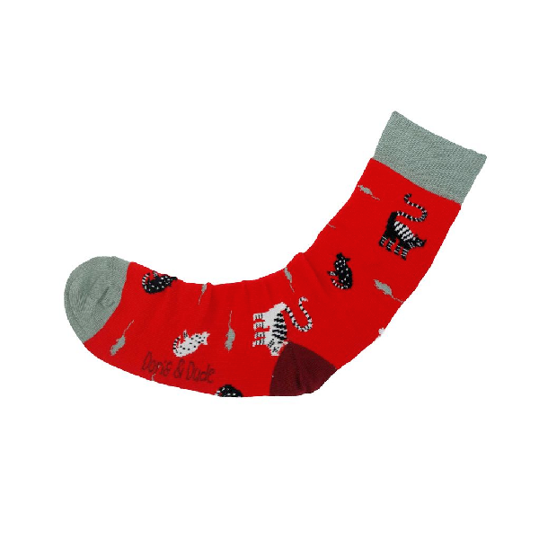 Bambus-Socken: Katze & Maus - Rot, 36-40 Bambus Socken: Katze & Maus Rot, 36 40