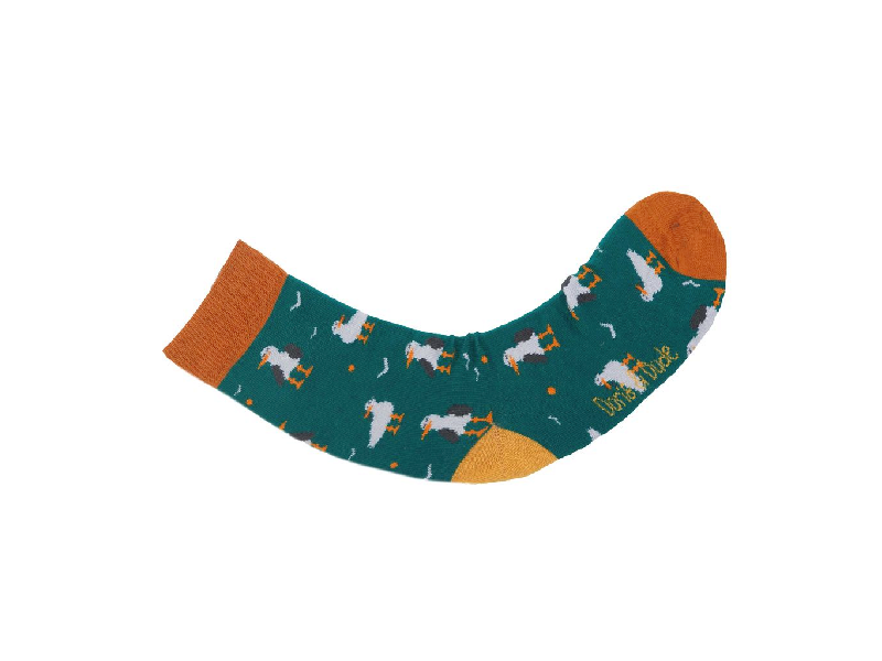 Bambus-Socken: Möwen grün - grün-orange, 36-40 Bambus Socken: Möwen grün grün orange, 36 40