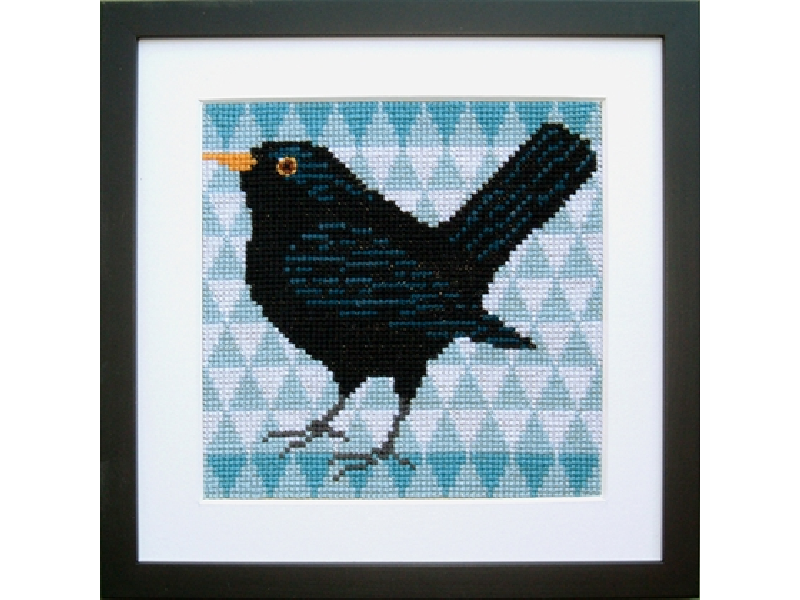 Bild: Amsel Fru Zippe - Kreuzstich Bild: Amsel
