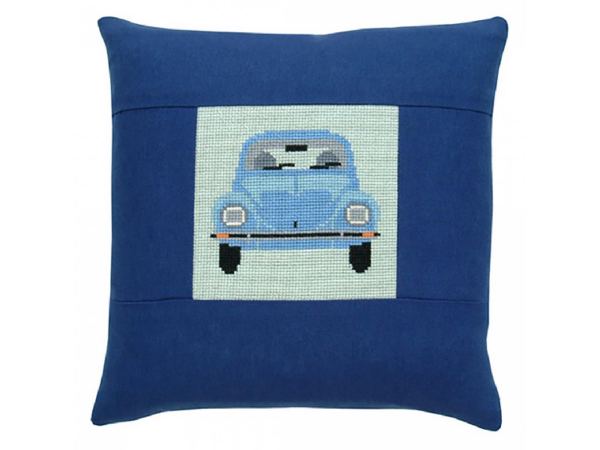 Bild: VW Käfer blau Fru Zippe - Kreuzstich - Motiv Bild: VW Käfer blau