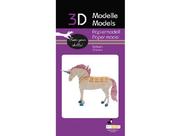 Fridolin - 3D Papiermodelle - Motiv: Einhorn