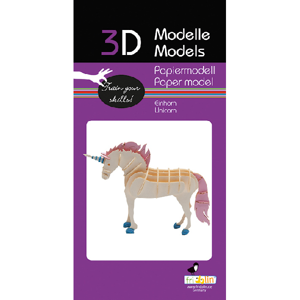 Einhorn Fridolin - 3D Papiermodelle - Motiv: Einhorn