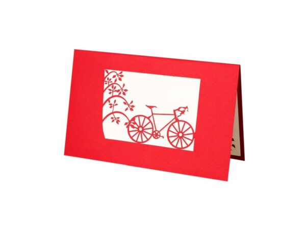 Klappkarte: GeschenkebusFahrrad rot