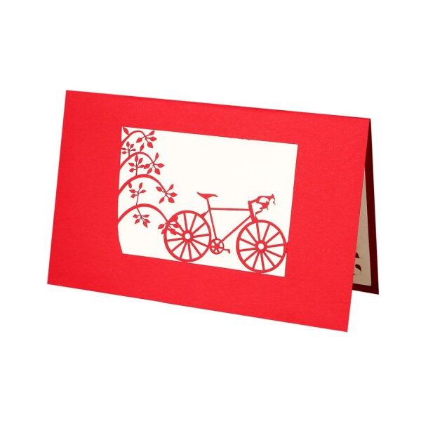 Klappkarte: GeschenkebusFahrrad rot