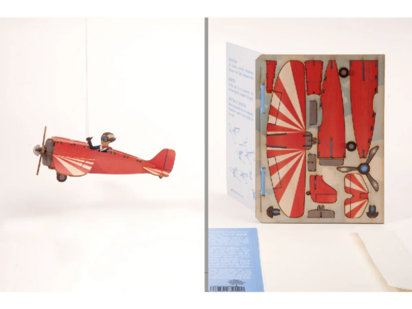 Flugzeug Grußkarte aus Holz mit Motiv zum Ausstanzen: Flugzeug