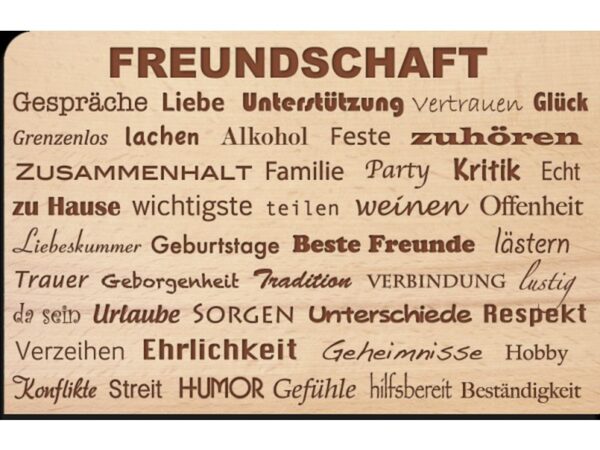 Holzpostkarte: Freundschaft