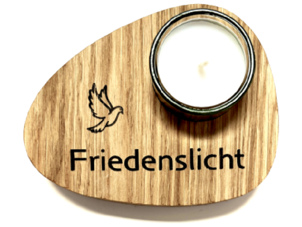 Teelicht aus Holz: Friedenslicht