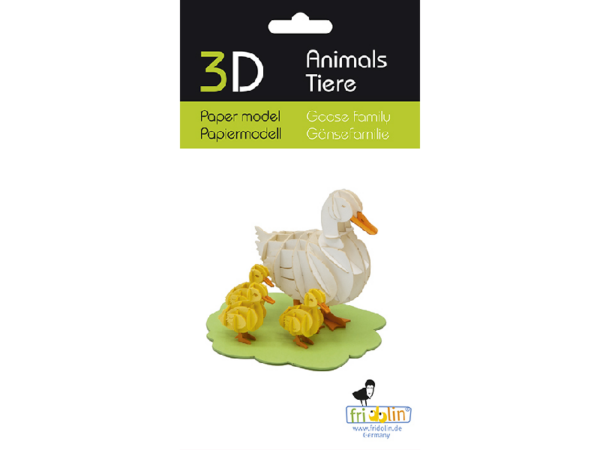 Gänsefamilie Fridolin - 3D Papiermodelle - Motiv: Gänsefamilie