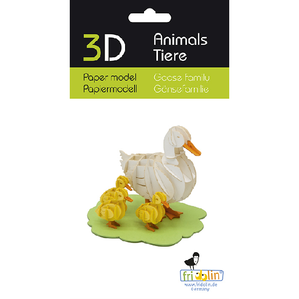 Gänsefamilie Fridolin - 3D Papiermodelle - Motiv: Gänsefamilie