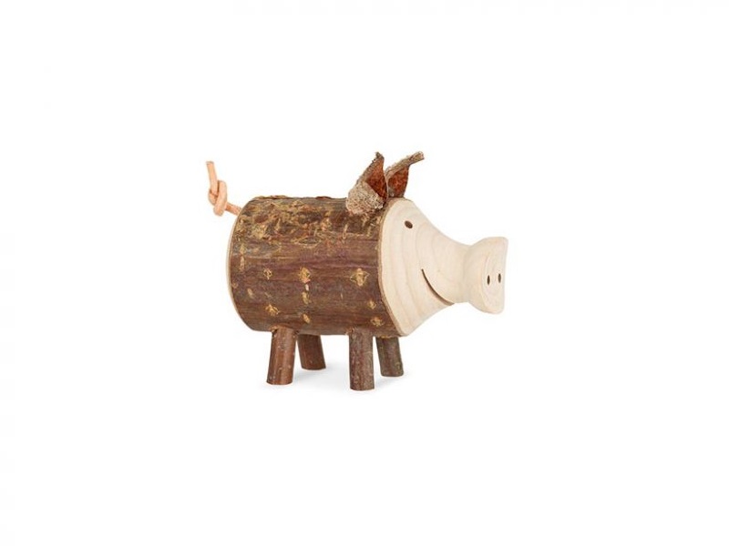 Holzfigur: Sparschwein RudiGlücksschwein klein