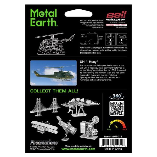 Helicopter Huey UH-1 Metal Earth - Metallbausatz: Helicopter Huey UH 1