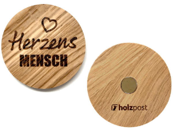 Herzensmensch Magnet aus Holz - Motiv: Herzensmensch