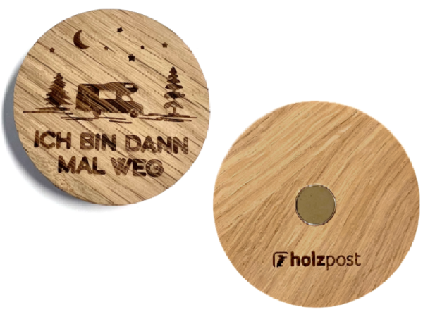 Ich bin dann mal weg Magnet aus Holz - Motiv: ch bin dann mal weg