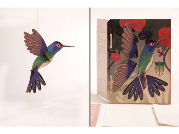 Kolibri Holzpost - Karte aus Holz mit Motiv zum Austanzen: Kolibri