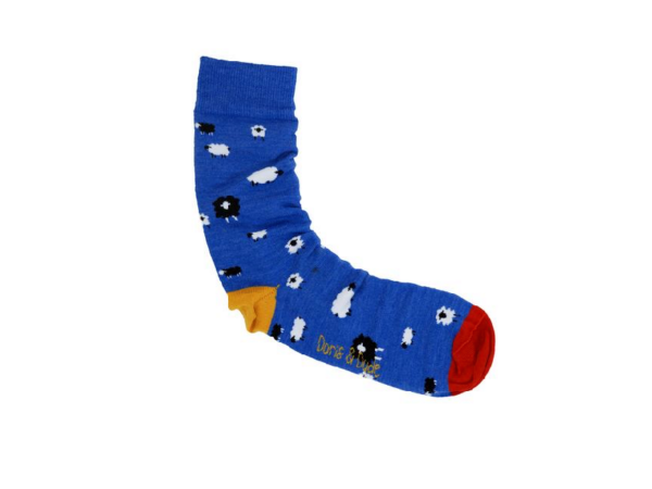 Merinowolle Socken: Schafe Blau, 36 40