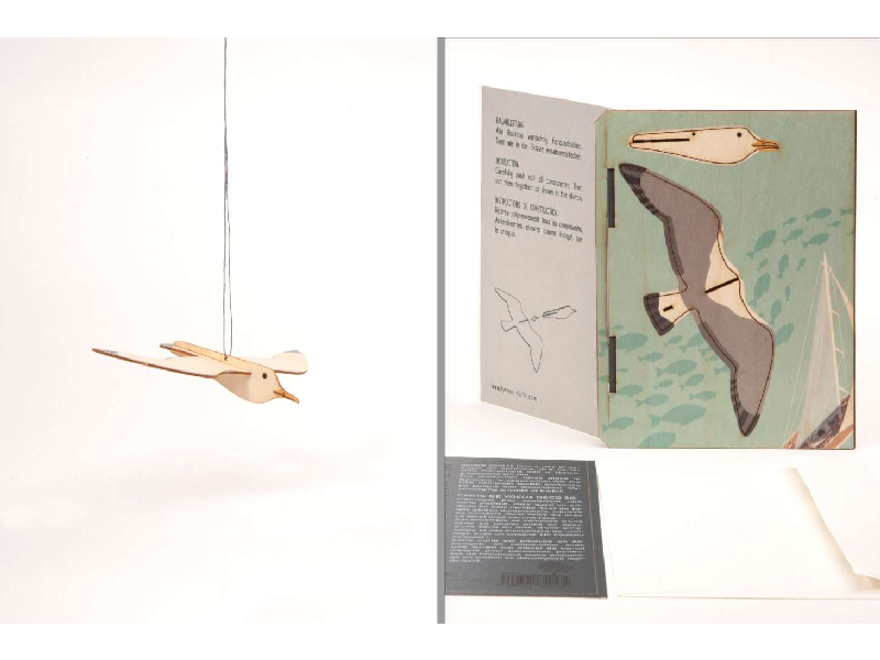 Möwe Holzpost - Karte aus Holz mit Motiv zum Austanzen: Möwe