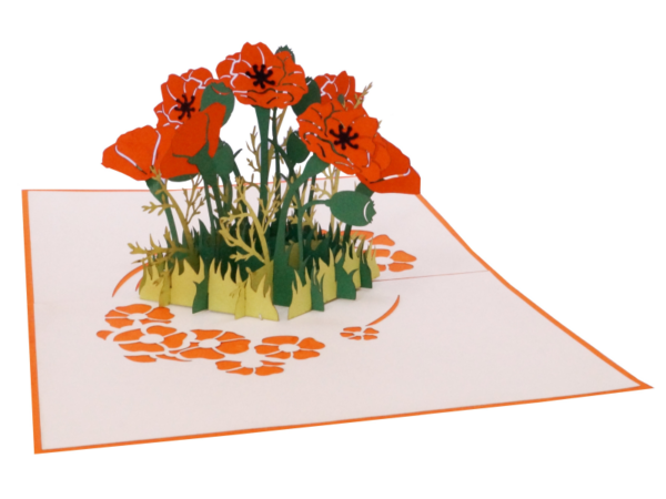 Klappkarte: Mohnblumen orange