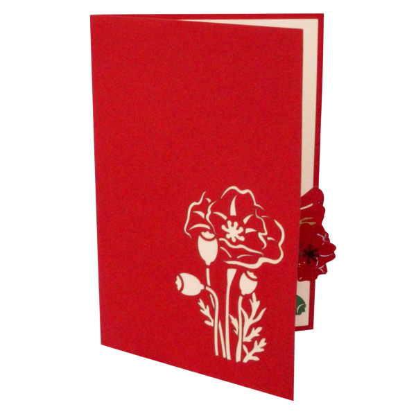 3D Klappkarte Mohnblumen rot