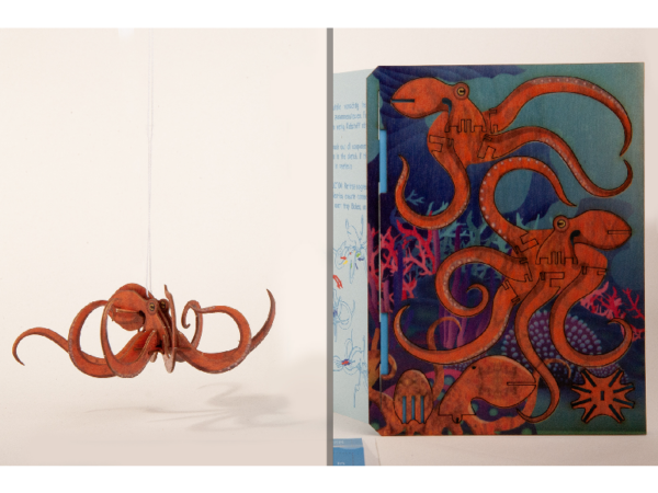 Oktopus Grußkarte aus Holz mit Motiv zum Ausstanzen: Oktopus