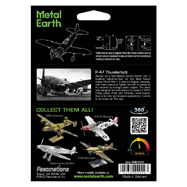 P47 Thunderbolt Metal Earth - Metallbausatz - Motiv: P47 Thunderbolt
