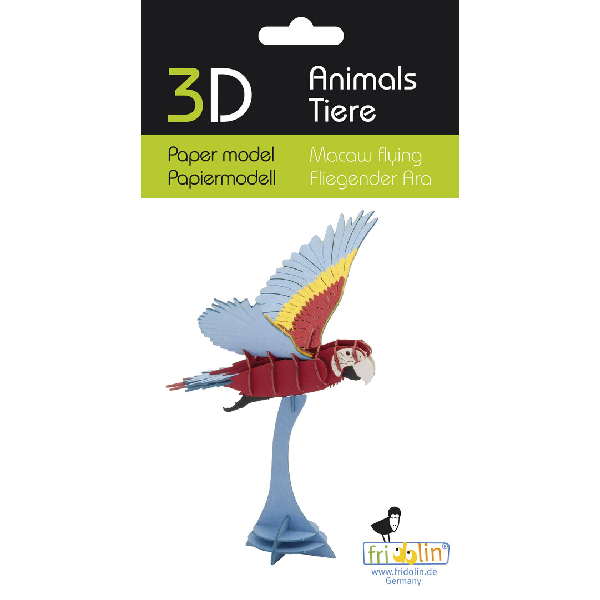 Fridolin - 3D Papiermodell - Motiv: Papagei Ara