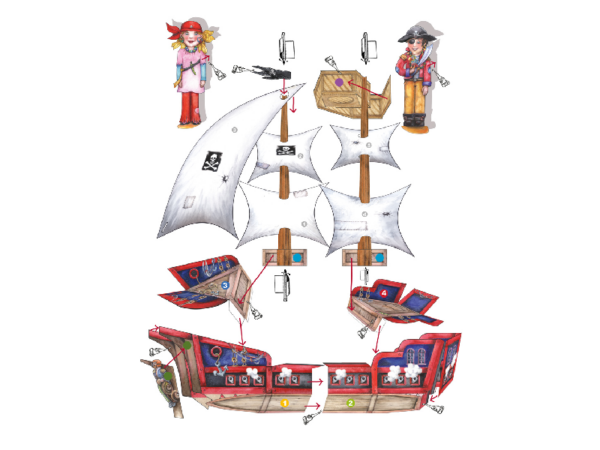 Piratenschiff Bastellbogen aus Papier - Motiv: Piratenschiff