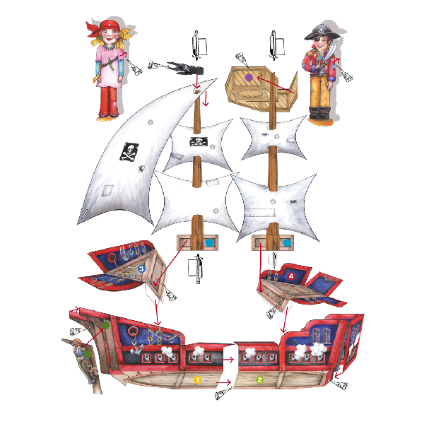 Piratenschiff Bastellbogen aus Papier - Motiv: Piratenschiff