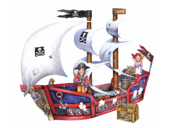 Piratenschiff Bastellbogen aus Papier - Motiv: Piratenschiff